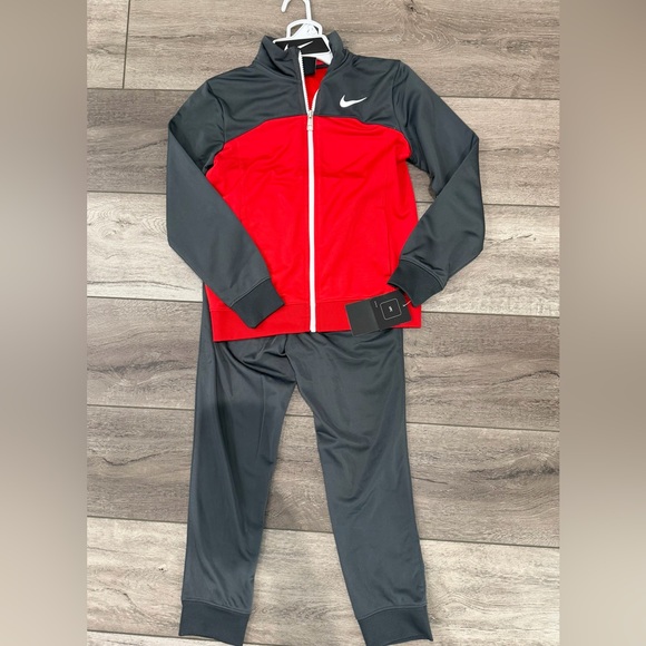 Nike Boys' Red and Charcoal Tracksuit - Picture 1 of 5